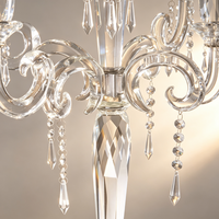 Support de bougie en cristal avec pendentifs en cristal en forme de goutte d'eau, porte-bougie en cristal transparent, décoration de centre de table de mariage