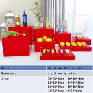 Bộ màu đỏ của 8 cái hiển thị thực phẩm đứng trang trí tiệc cưới phục vụ tự chọn hiển thị thực phẩm risers Acrylic hiển thị thực phẩm đứng - Product Image 6