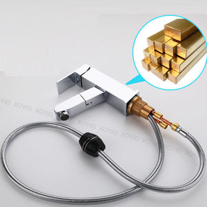 Modern square Pull-out Brass Basin Faucet Hot and Cold Chrome Hotel Hot and Cold Basin Mixer - Product Image 6