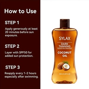 Aceite <span class=keywords><strong>Bronceador</strong></span> SYLAX, Aceite de Coco Natural, Autobronceador, Loción Hidratante Bronceadora para Cuerpo y Rostro, Cosméticos Profesionales para Bronceado - Product Image 6
