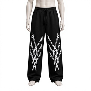 Pantalones Deportivos Holgados para Hombre, Estilo Y2K, Estampado Gráfico, Pierna Ancha, Estilo Hip Hop Gótico, Corte Holgado, Algodón - Product Image 1