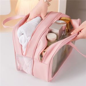 Trousse de Toilette en PU avec Séparation Humide/Sèche, Sac Cosmétique Double Couche en PVC pour Natation, Voyage et Rangement Extérieur - Product Image 6