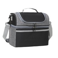 Sac à lunch isotherme moderne minimaliste en tissu Oxford double couche avec bandoulière, boîte à lunch thermique portable