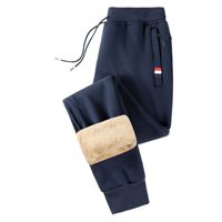Pantalon de jogging pour homme en polaire d'agneau, épais et chaud, grande taille, décontracté, longueur cheville, avec revers élastiques, pour l'hiver