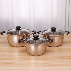 Ensemble de casseroles classique en acier inoxydable de <span class=keywords><strong>10</strong></span> pièces, casserole et marmite à soupe bon marché avec couvercle en verre, matériau métallique - Product Image 2