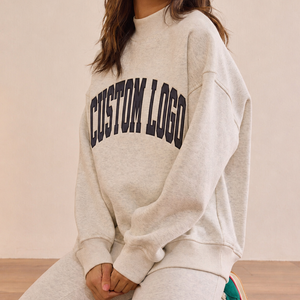 Wholesale Women's Printed Knitted Mock Neck Sweatshirt Oversized Casual Pullover Long Sleeve <b>Fleece</b> <b>Top</b> Streetwear Autumn Winter - Product Image 1