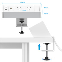 Pince de bureau à prise AU personnalisée RJ45 et 2 ports USB Prise de courant à pince de bureau avec protecteur Sugru