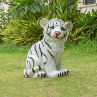 Sculpture de léopard, guépard ou tigre en résine et fibre de verre, grand format, sur mesure, pour jardin extérieur.