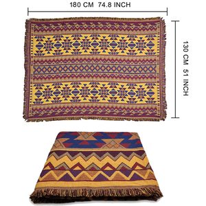 Polyester Cotton Mới Hình Học Sofa Bìa Couch Cổ Điển Lớn Dệt Chăn Siêu Mềm Có Thể Đảo Ngược Thảm Ném Chăn - Product Image 3