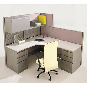 Poste de travail de bureau moderne de bonne qualité avec cloisons d'intimité, table de bureau, grande capacité de rangement, cadre en aluminium, pour bureau à domicile - Product Image 1
