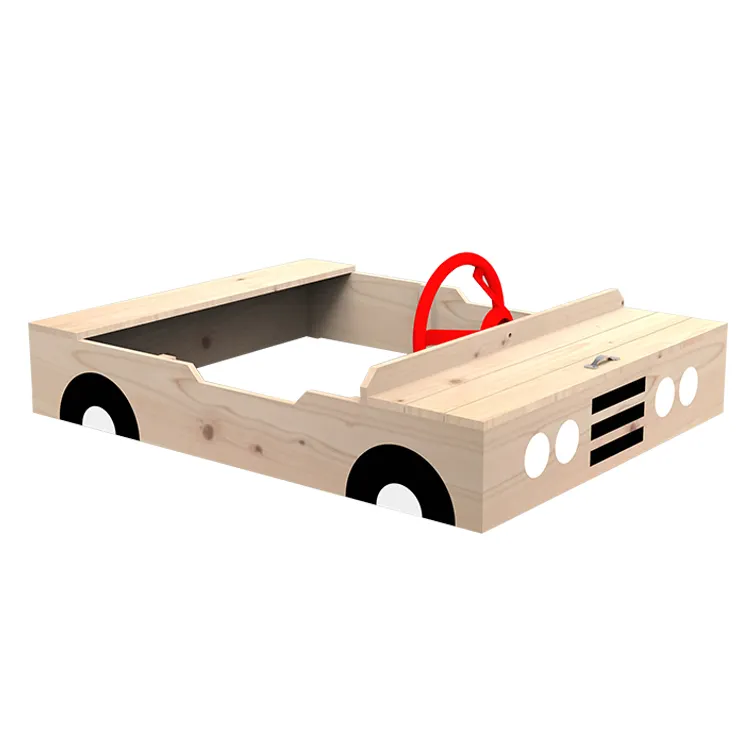 Quintal de madeira para crianças, forma de carro, brinquedos de areia para crianças