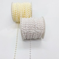 Chaîne de perles blanches argentées dorées Ruban DIY Vêtements Costume Artisanat Décoration Colle sur textile Couture Semi-rond Perle Dentelle Garniture