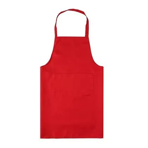 Delantal de cocina de poliéster y algodón negro liso con logotipo personalizado, impermeable, para Chef, café, barbacoa, limpieza de alimentos, venta al por mayor