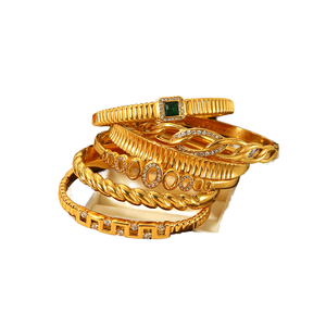 กำไลข้อมือแฟชั่นผู้หญิง XIXI กันน้ำ สแตนเลสสตีล ชุบทอง 18K ประดับเพชรซิร์คอน คอลเลคชั่น Acier Inoxydable - Product Image 4