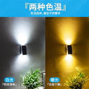<b>Solar</b> Wall Lamp Square Polycarbonate Diffuser 12V LED Outdoor <b>Lighting</b> For Garden Fence Decor - Product Image 2
