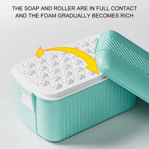 Boîte à Savon Ronde Moderne Écologique avec Drainage, Distributeur de Savon Moussant Portable pour Hôtel, Cuisine, Comptoir, Salle de Bain, Appartement - Product Image 4