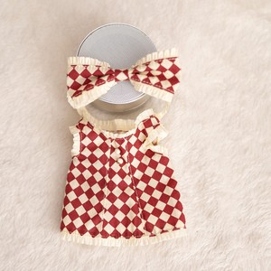 Conjunto de vestido a cuadros para muñecas de 24 cm con diadema a juego, ropa de juguete para niñas, conjunto de moda - Product Image 4