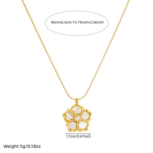 Flower Pendant Necklace Gold Plated White Camellia Design Diamond Center Everyday Wear - Product Image 4