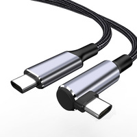 Câble de charge rapide PD 100W avec connecteurs USB-C, prise en charge du transfert de données, conception à tête coudée, compatible avec MacBook et tablettes