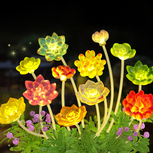 Lampe solaire de jardin en forme de fleur succulente, éclairage de chemin à interrupteur automatique pour l'aménagement paysager des jardins, chemins et cours - Product Image 2