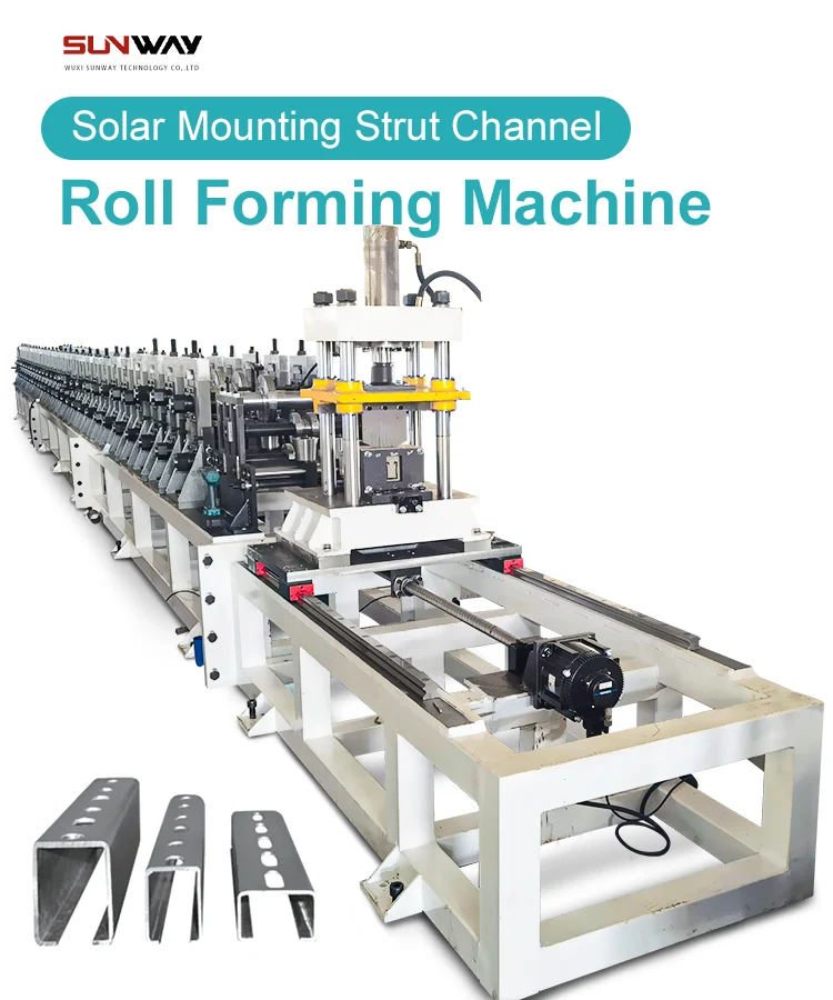 Máquina formadora de rollos de canal de puntal de montaje solar