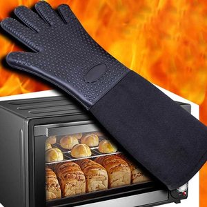 Gants de four en silicone avec logo personnalisé, couche en coton, résistants à la chaleur, pour la cuisson au barbecue - Product Image 3