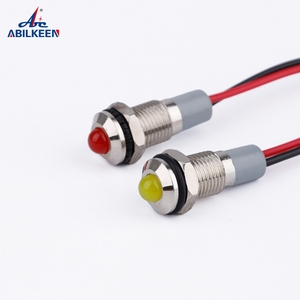 8Mm Nickel Mạ Brass Có Dây Chì 150Mm Dài 12V 110V 220V IP65 Phẳng Màu Đỏ Màu Xanh Lá Cây <span class=keywords><strong>LED</strong></span> Chỉ Số Ánh Sáng Đèn Tín Hiệu - Product Image 6