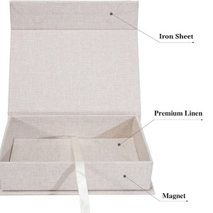 Boîtes de rangement de photos <span class=keywords><strong>en</strong></span> <span class=keywords><strong>lin</strong></span> <span class=keywords><strong>beige</strong></span> Idéal pour la conservation des certificats Fournitures de scrapbooking Souvenirs Boîte de rangement personnalisée - Product Image 3