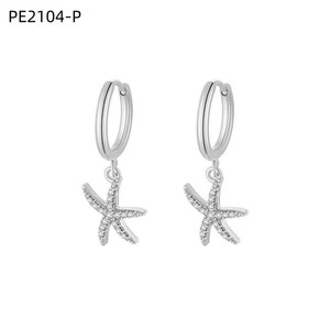 Pendientes de aro Amy Amy Star, chapados en plata, con cristales de imitación, joyería de moda para fiesta para mujer, PE2104 - Product Image 1