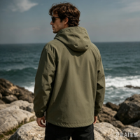 Anorak d'hiver personnalisé pour homme, coupe-vent imperméable, sweat à capuche, pour activités de plein air, randonnée, streetwear, vêtement d'extérieur, avec impression de lettres, effet faux cuir, OEM ODM