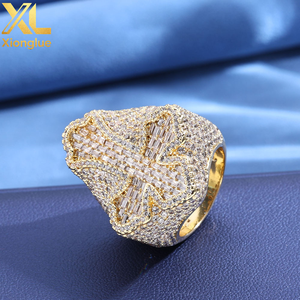 Hot Selling Hip Hop Style Natural VVS Zircon Ice Out Unisex Diamond <b>Cross</b> <b>Rings</b> 18K Gold Plated 925 <b>Silver</b> Claw Setting - Product Image 4