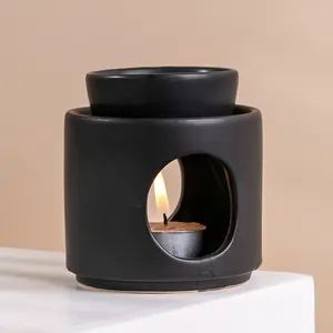 Design Mattweiß Schwarz Home Decoration Großhandel Tee licht Benutzer definierte Keramik Ätherisches Öl Brenner