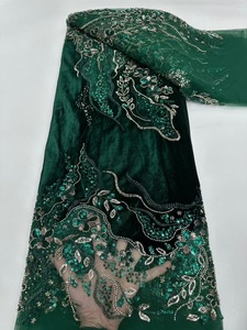 NI.AI Velvet Feel Beaded Sequin Net Lace Fabric <strong>Traditional</strong> Apparel <strong>Dress</strong> for Party <strong>Nigeria</strong> Women - Product Image 6