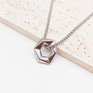 Colliers minimalistes hexagonaux en acier inoxydable plaqué or 18 carats, bijoux tendance, collier avec pendentif hexagonal géométrique pour femmes - Product Image 5