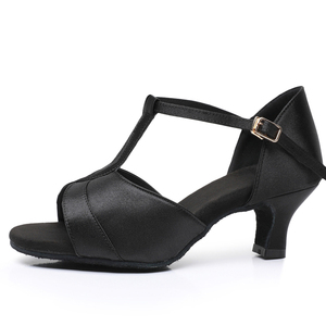 Bronce Satén T-band rendimiento de <span class=keywords><strong>baile</strong></span> tacones de <span class=keywords><strong>baile</strong></span> clase <span class=keywords><strong>Bachata</strong></span> Latin Salsa zapatos de <span class=keywords><strong>baile</strong></span> - Product Image 4