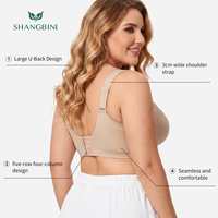 Sujetador sin costuras SHANGBINI con encaje, talla grande, sin aros, copa suave, cobertura total, bralette cómodo
