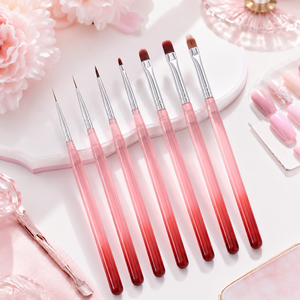 Ensemble de 7 pinceaux flexibles en nylon PBT pour nail art, outils de manucure pour extension de gel UV, fournitures en gros pour salons de manucure - Product Image 2