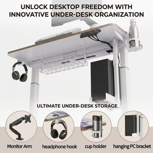 Escritorio Gaming de Vidrio Templado de 120*70cm con Doble Motor para Cibercafé, con Soporte para Monitor, Soporte para <span class=keywords><strong>PC</strong></span>, Logotipo Artístico Impreso Personalizado - Product Image 3
