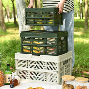 Boîte de rangement pliable avec couvercle creux, sans poignée, pliable, portable, pour l'extérieur, avec étagères intégrées, pour la <span class=keywords><strong>cuisine</strong></span>, 30*20*16cm - Product Image 4