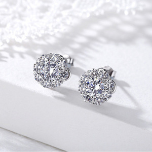 Flower Pave Crystal Stud Earrings for Women Floral Minimalist Daily Wear Fashion Accessories - Product Image 4