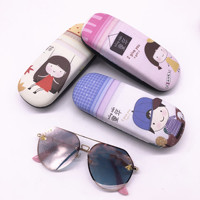Étui à lunettes Xinpeng en métal avec miroir de vue arrière motif dessin animé pour étudiants, 160x60x35mm