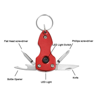 Porte-clés LED multifonction 6-en-1 personnalisé, couteau pliant en acier inoxydable, multi-outils, tournevis avec ouvre-bouteille