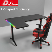 Ensemble de bureau et chaise de jeu en forme de L robuste avec éclairage USB RGB certifié CE