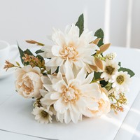 Fleurs artificielles faites à la main ODM, bouquet mixte blanc crème, rose moderne, respectueux de l'environnement, décoration de table, décoration de la maison, réutilisable