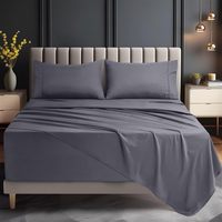 Parure de draps Queen Size à poches extra profondes, convient aux matelas jusqu'à 21 pouces, rafraîchissante, douce et respirante, 4 pièces, gris
