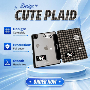 Étui pour tablette multi-pliable Classic Plaid Pony pour <span class=keywords><strong>iPad</strong></span> 10e/11e/12e génération Air 4/5/6 et 8e génération 10,2 pouces Fabriqué en Chine - Product Image 1