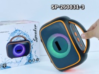 Haut-parleur Bluetooth portable RGB 8W avec double haut-parleur de 57 mm en maille de fer, haut-parleur sans fil d'extérieur, lecture BT TF USB Radio FM