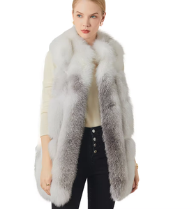 गुलाबी फर गिलेट महिला फैक्टरी प्रत्यक्ष नए डिजाइन मिश्रित रंग महिला लोमड़ी बनियान थोक शीतकालीन फ्यूजी असली फर बनियान जेब के साथ - Product Image 1