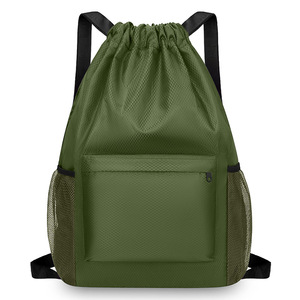 <b>Drawstring</b> <b>Backpack</b> Solid Color Lightweight 20L Capacity With Zipper Pocket For Sports Travel Unisex Summer 2025 - Product Image 5