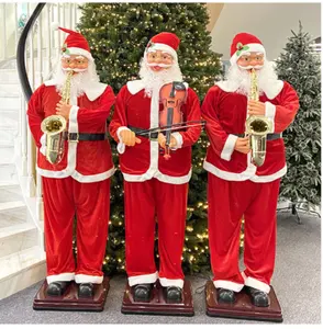 Ukuran Hidup 6ft Santa Claus, Menari Listrik Bergerak Natal Sinterklas untuk Kotak Hadiah Natal Dekorasi Natal